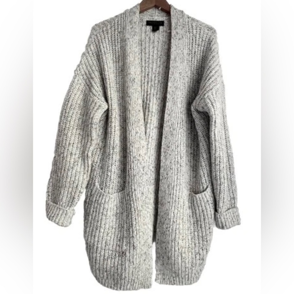 Nwot Rachel Zoe Chunky Knit CARDIGAN Oatmeal OFF WHITE Long Pockets Open XL - Picture 2 of 6